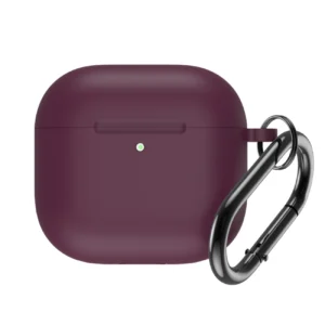 Silicone Case for Airpods 4 with Carabiner - Burgundy