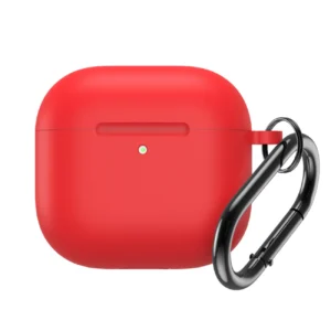 Silicone Case for Airpods 4 with Carabiner - Red