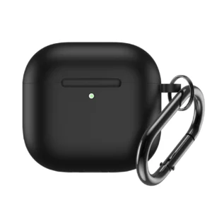 Silicone Case for Airpods 4 with Carabiner - Black