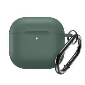 Silicone Case for Airpods 4 with Carabiner - Green