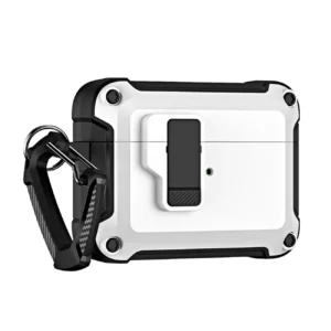 Airpods 4 Pro Armor Case with Carabiner - White