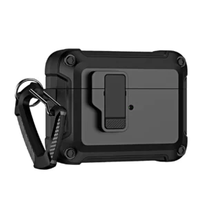 Airpods 4 Pro Armor Case with Carabiner - Black