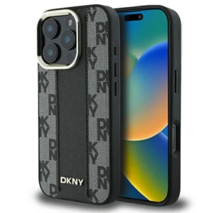 DKNY Checkered Pattern Magsafe iPhone 16 Pro Case - Black