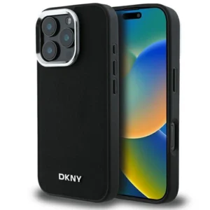 DKNY Plain Silver Logo MagSafe iPhone 16 Pro Max Case - Black