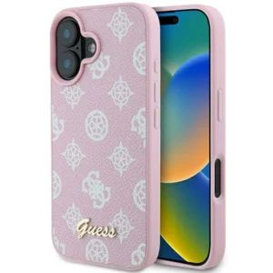 Guess Peony Script Logo MagSafe iPhone 16 Plus Case - Pink