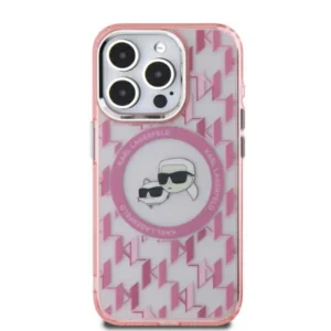 Karl Lagerfeld IML Monogram Karl & Choupette Head MagSafe iPhone 15 Plus Case - Pink