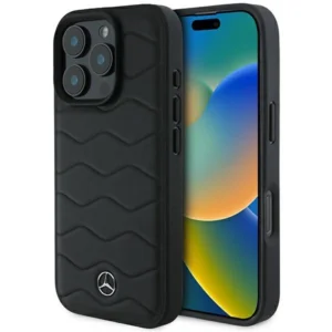 Mercedes MB Waves Leather iPhone 16 Pro Case - Black