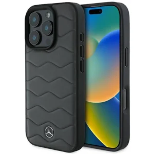 Mercedes MB Waves Leather iPhone 16 Pro Max Case - Gray