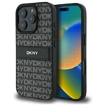 DKNY Texture Pattern Tonal Stripe iPhone 16 Pro Case - Black