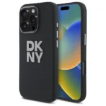 DKNY Liquid Silicone Metal Logo iPhone 16 Pro Case - Black