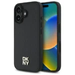 DKNY Repeat Pattern Stack Logo MagSafe iPhone 16 Case - Black