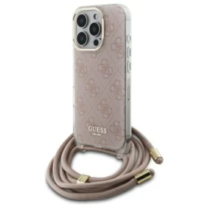 Guess Crossbody Cord 4G Print Case for iPhone 16 Pro Max - Pink