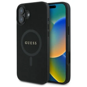 Guess Saffiano Classic Logo MagSafe case for iPhone 16 - black