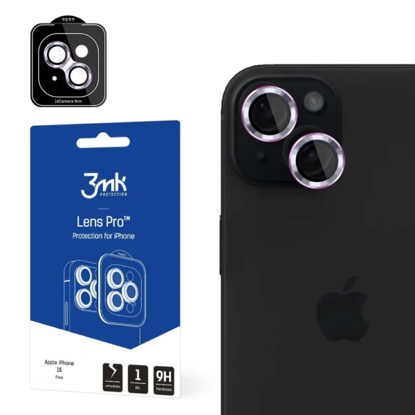 Camera cover 3mk Lens Protection Pro Pink for iPhone 15