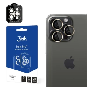 3mk Lens Protection Pro Camera Cover with Gold Frame for iPhone 15 Pro