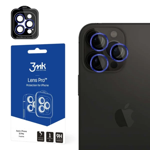 3mk Lens Protection Pro Camera Cover with Blue Frame for iPhone 15 Pro Max