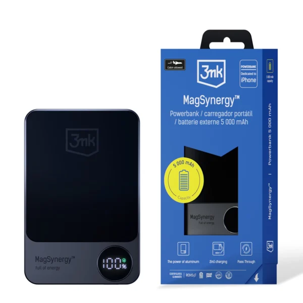 Powerbank 3mk MagSynergy with MagSafe 5000mAh 18W - black