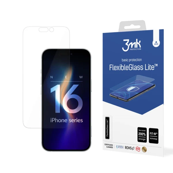 Tempered glass 3mk FlexibleGlass Lite for iPhone 16