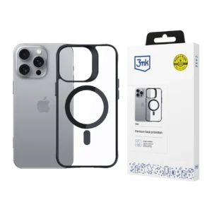 3mk Satin Armor MagCase with MagSafe for iPhone 16 Pro - Clear with Black Frame