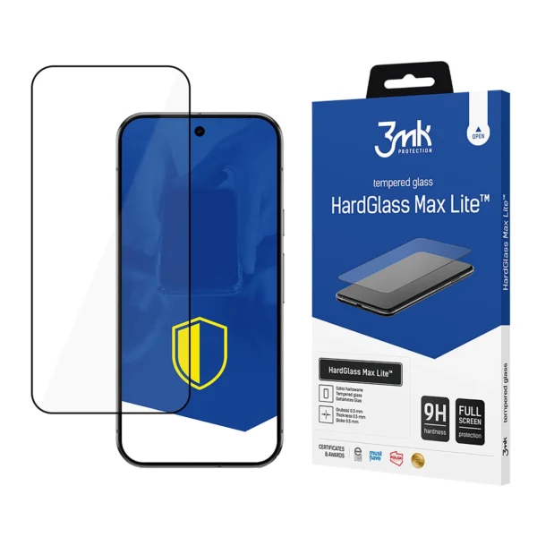 Tempered Glass 3mk HardGlass Max Lite Black for Google Pixel 9 Pro XL