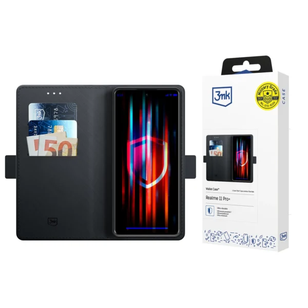 3mk Wallet Case for Realme 11 Pro+ - Black