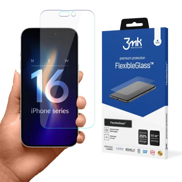 Tempered glass 3mk FlexibleGlass for iPhone 16 Pro Max