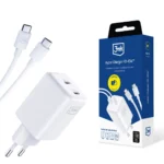 3mk Hyper Charger PD GaN 45W Wall Charger with USB-C Cable - White