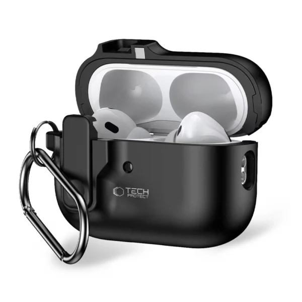 Tech-Protect Slim Hook Case with Carabiner for Apple AirPods Pro 1 / 2 - Black