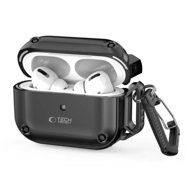 Tech-Protect Rough Hook Case with Carabiner for Apple AirPods Pro 1 / 2 - Black