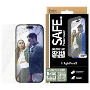 Tempered glass SAFE by PanzerGlass Screen Protection Anti-blue Light for iPhone 16 / 15 - transparent