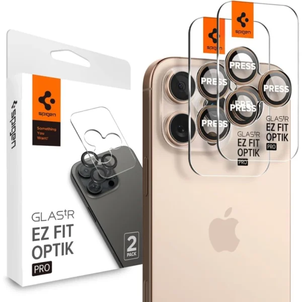 Spigen Optik Pro GLAS.TR ”EZ FIT” Camera Protector 2-PACK for iPhone 16 Pro / Pro Max - Brown