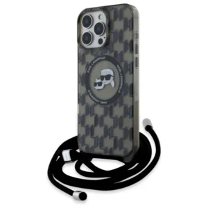 Karl Lagerfeld IML Crossbody Monogram Karl & Choupette Head MagSafe Case for iPhone 16 Pro - Black