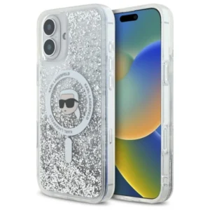 Karl Lagerfeld Liquid Glitter Karl Head Magsafe Case for iPhone 16 Plus - Clear