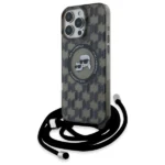 Karl Lagerfeld IML Crossbody Monogram Karl & Choupette Head MagSafe Case for iPhone 16 Pro Max - Black