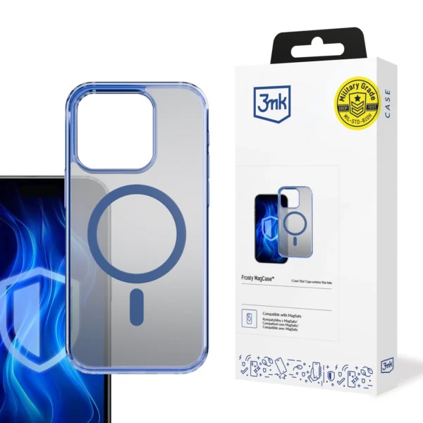 3mk Frosty MagCase Blue Case for Apple iPhone 13 Pro - Transparent