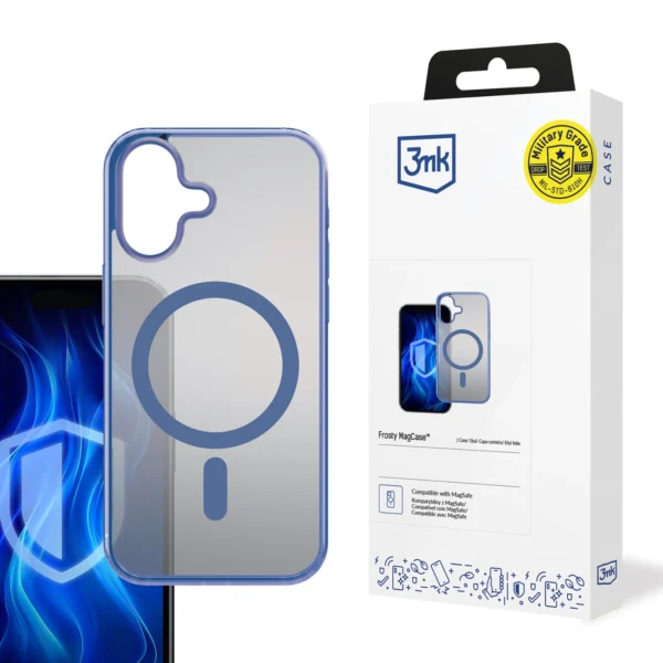 3mk Frosty MagCase Blue Case for Apple iPhone 16 Plus - Transparent