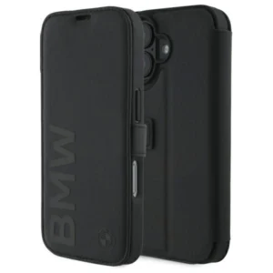 BMW Signature Leather Wordmark iPhone 16 Case - Black