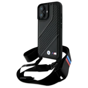 BMW M Edition Carbon Stripe & Strap iPhone 16 Plus Case - Black