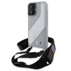 BMW M Edition Carbon Stripe & Strap iPhone 16 Case - Gray