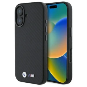 BMW Carbon Wrapped Metal iPhone 16 Case - Black