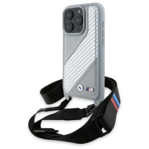 BMW M Edition Carbon Stripe & Strap iPhone 16 Pro Max Case - Gray