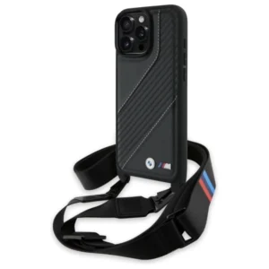 BMW M Edition Carbon Stripe & Strap Case for iPhone 16 Pro Max - Black