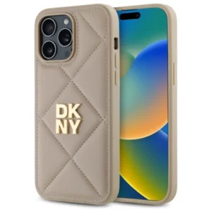 DKNY Quilted Stack Logo iPhone 14 Pro Case - Beige