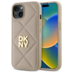 DKNY Quilted Stack Logo iPhone 14 Case - Beige