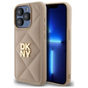 DKNY Quilted Stack Logo iPhone 15 Pro Case - Beige