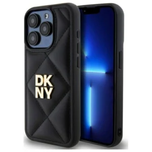 DKNY Quilted Stack Logo iPhone 15 Pro Case - Black