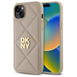 DKNY Quilted Stack Logo iPhone 15 Plus Case - Beige