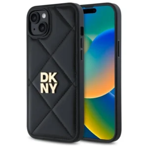 DKNY Quilted Stack Logo iPhone 15 Plus Case - Black