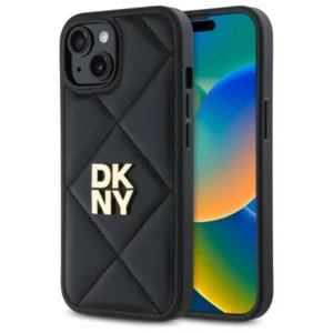 DKNY Quilted Stack Logo iPhone 15 Case - Black