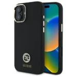 Guess Silicone Logo Strass 4G Case for iPhone 16 - Black